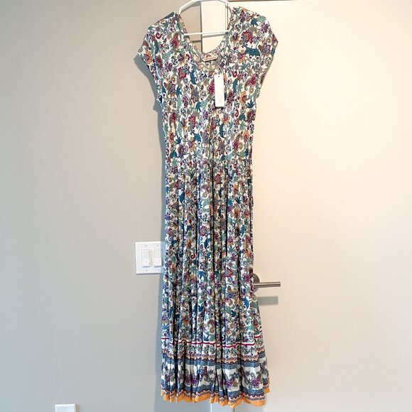NWT Soft Surroundings Kara Floral Maxi Dress Size L Beach Resort Tiered Flared - Picture 2 of 8